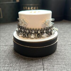 Bomb Party Silver and Black Bracelet Set